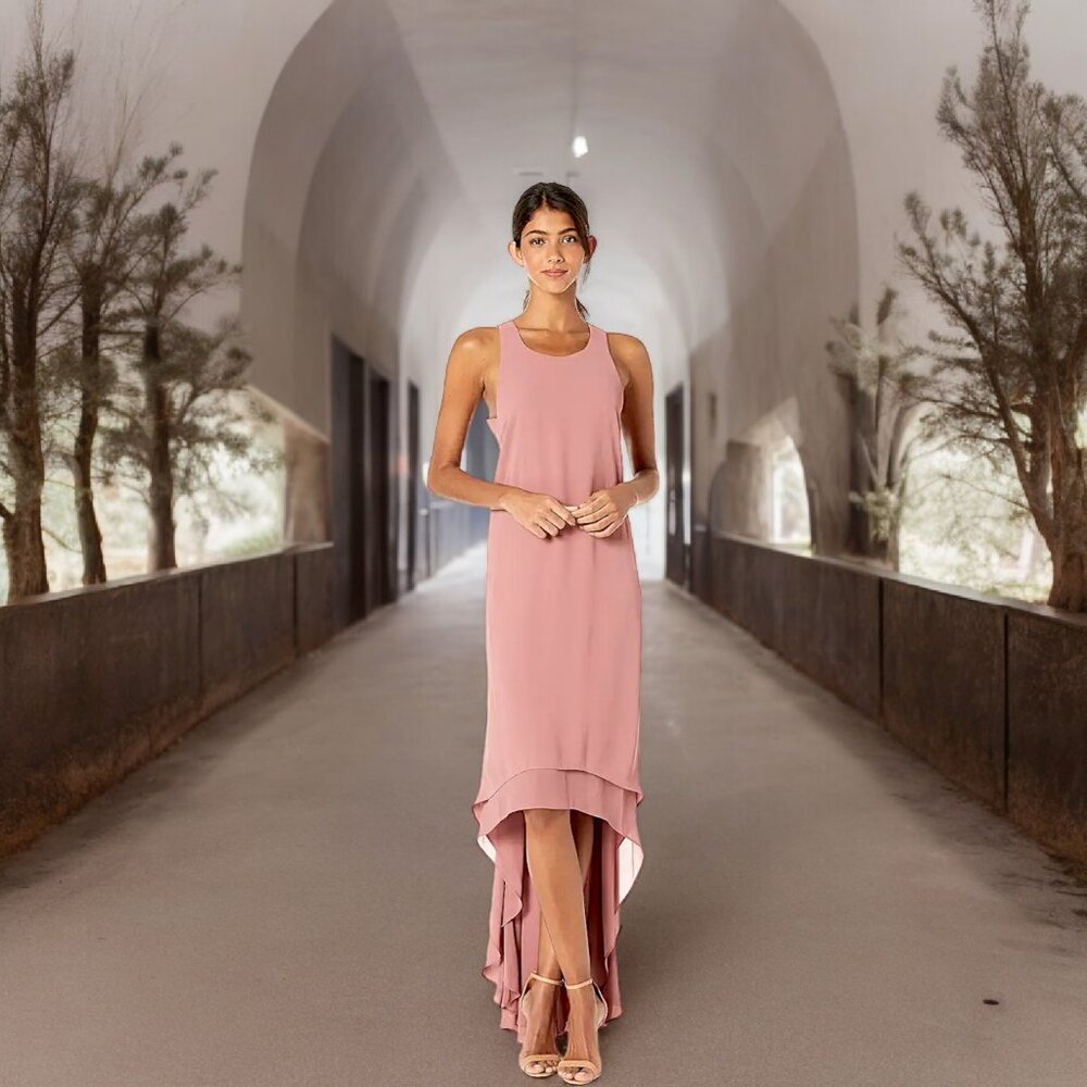 BCBG MAXAZRIA Chiffon High-Low Dress